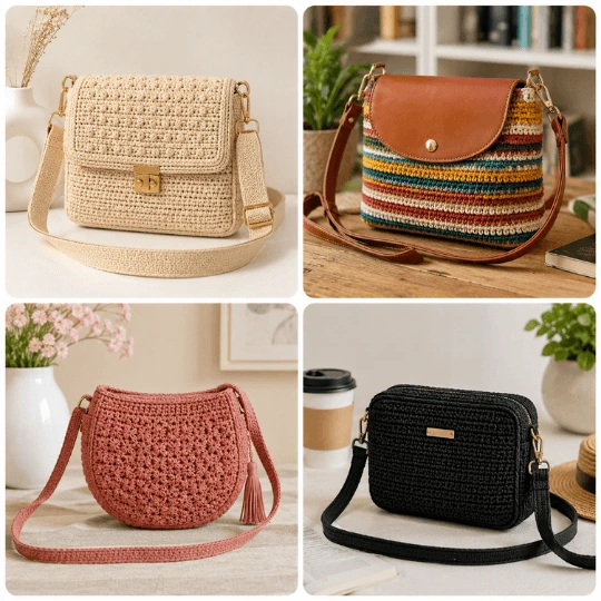 Gehäkelte Umhängetaschen und Crossbody Bags